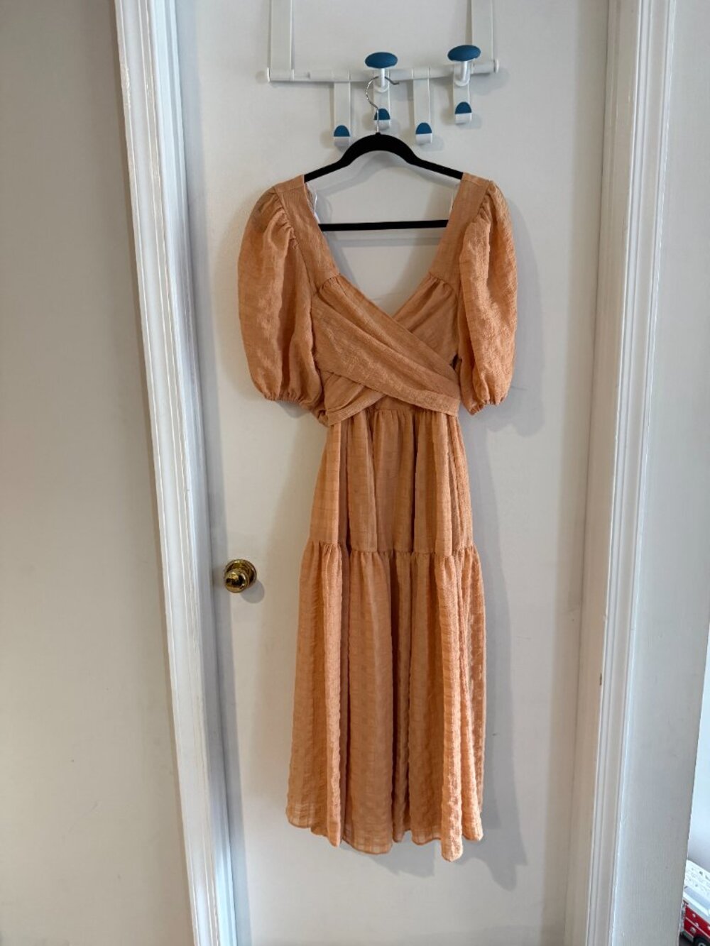 LuLu's Midi Orange Tie Front Dress XL - Picture 3 of 5